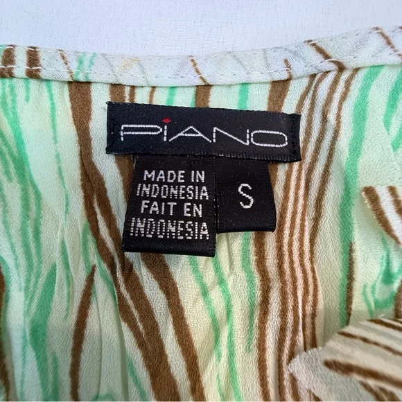 Piano Green Brown Crinkle Blouse - Picture 8 of 16